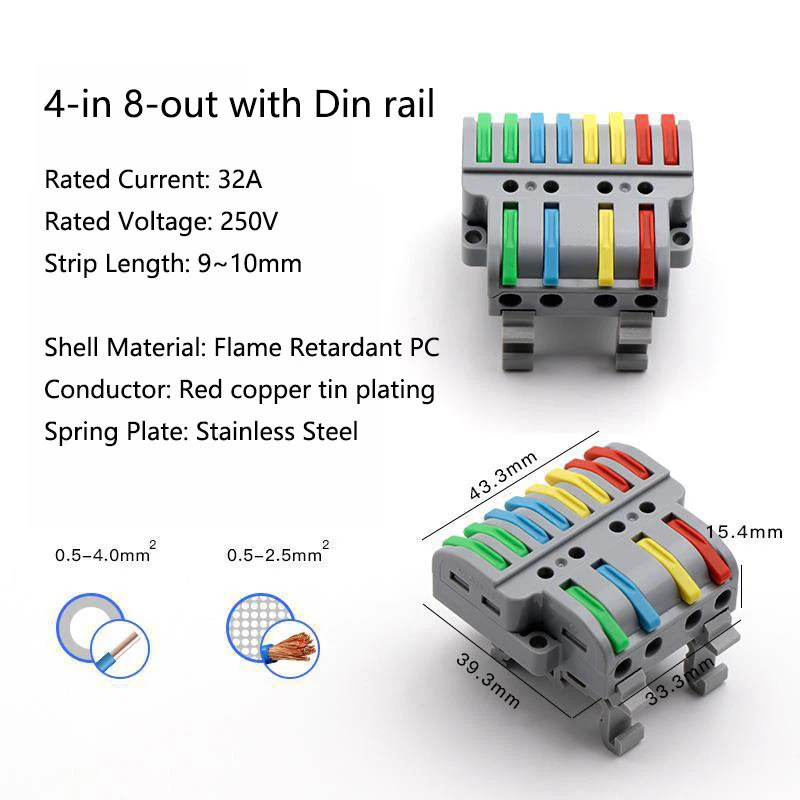 terminal block connector din rail mount